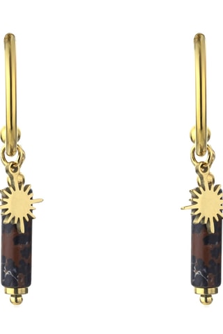 Boucles d'oreille Margaret - Acier inoxydable, tourmaline & jaspe 
