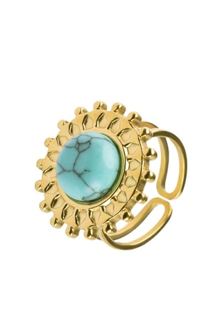 Anillo - Chapado en oro amarillo y turquesa