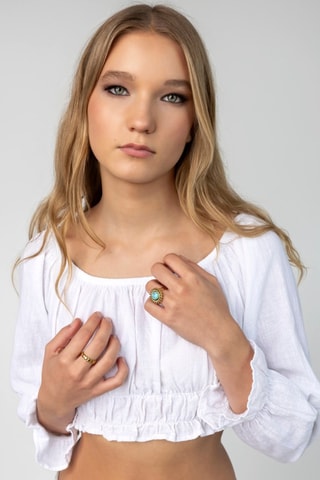 Anillo - Chapado en oro amarillo y turquesa