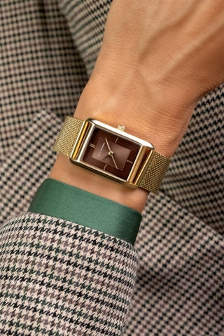 Montre à quartz en acier - Doré et marron - Emily Westwood