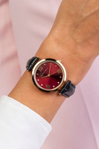 Montre à quartz en cuir - Noir et doré - Victoria Walls