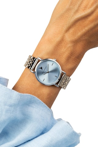 Montre à quartz en acier - Argenté et ciel - Emily Westwood