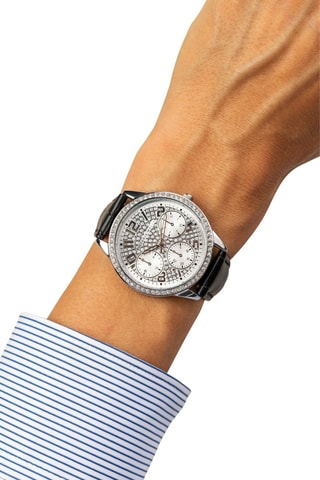 Montre à quartz en cuir - Noir et argenté - Victoria Walls