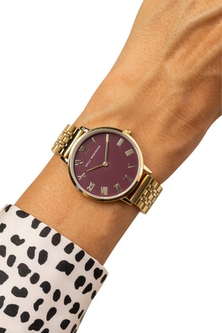 Montre à quartz en acier - Doré et bordeaux - Victoria Walls