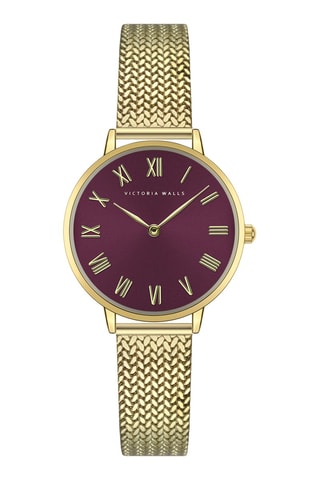 Montre à quartz en acier - Doré et bordeaux - Victoria Walls