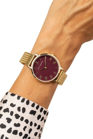Montre à quartz en acier - Doré et bordeaux - Victoria Walls