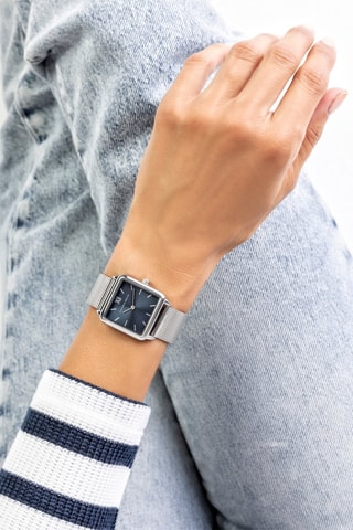 Montre à quartz en acier - Argenté et bleu marine  - Victoria Walls 