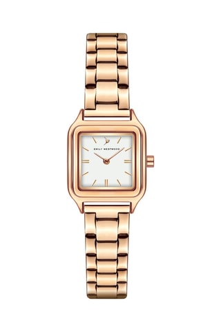 Montre à quartz japonais en acier - Doré rose et blanc  - Emily Westwood