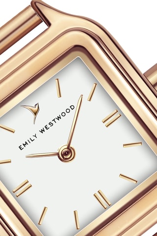 Montre à quartz japonais en acier - Doré rose et blanc  - Emily Westwood