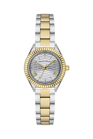 Reloj de cuarzo de acero y diamantes