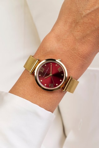 Montre à quartz en acier - Doré et bordeaux - Victoria Walls