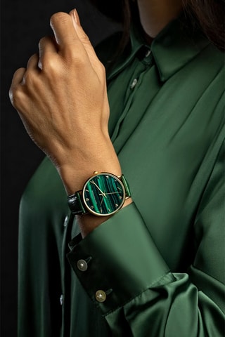 Montre à quartz en cuir - Vert et doré - Emily Westwood