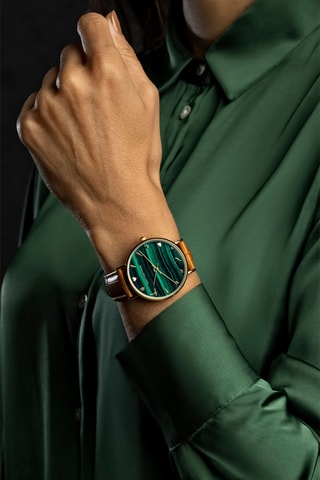 Montre à quartz en cuir - Marron et doré - Emily Westwood