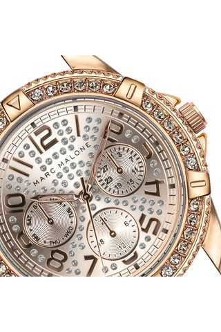 Montre à quartz en cuir et cristal véritable  - Marc Malone