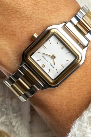 Reloj de cuarzo de acero y diamante