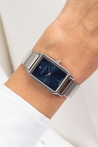 Reloj de cuarzo de acero y diamante