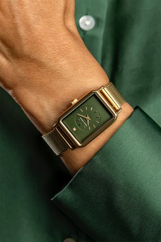 Reloj de cuarzo de acero y diamante