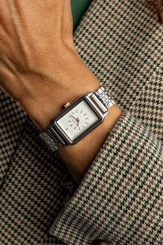 Reloj de cuarzo de acero y diamante