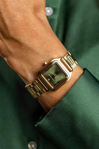 Reloj de cuarzo de acero y diamante