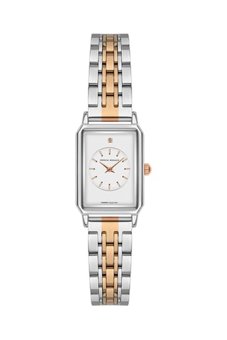 Reloj de cuarzo de acero y diamante