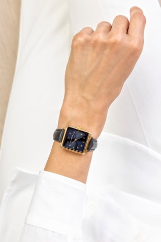 Montre à quartz en cuir - Noir et doré - Emily Westwood