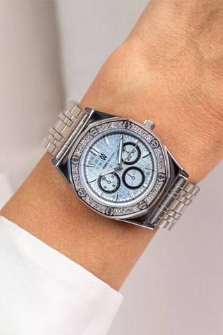 Montre à quartz en acier - Argenté et bleu