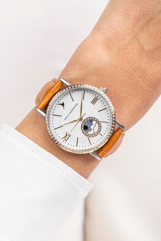 Montre à quartz en cuir - Marron et argenté - Emily Westwood