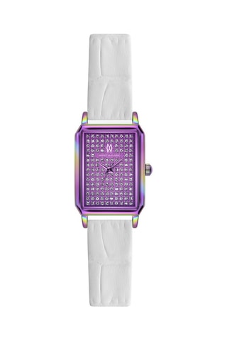 Montre à quartz en cuir - Blanc et violet