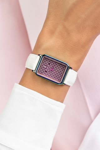 Montre à quartz en cuir - Blanc et violet
