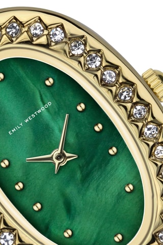 Montre à quartz en acier - Doré et vert