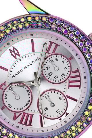 Montre à quartz en cuir - Chronographe - Blanc et rose