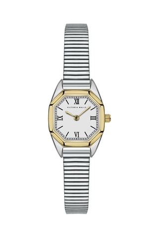 Reloj de cuarzo de acero y chapado en ion de oro amarillo