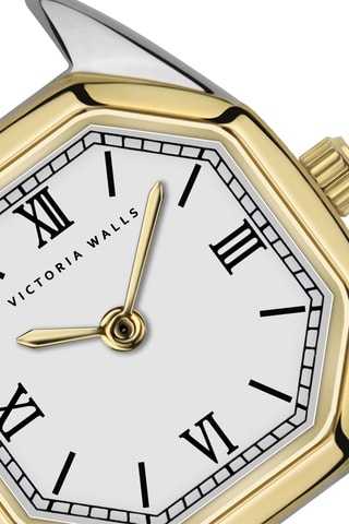 Reloj de cuarzo de acero y chapado en ion de oro amarillo