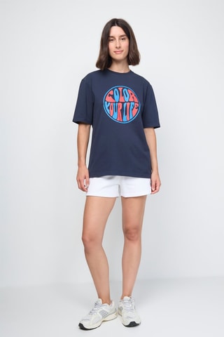 T-shirt em algodão biológico Adela Funday - Azul-marinho e azul-cobalto