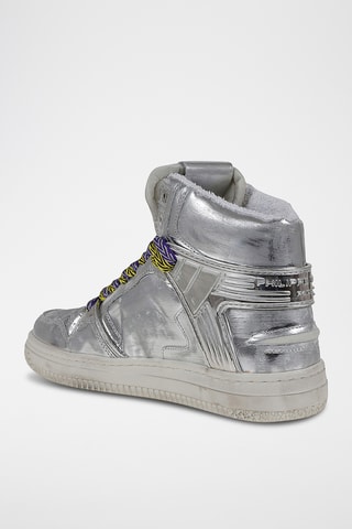 Baskets montantes en cuir - Argenté