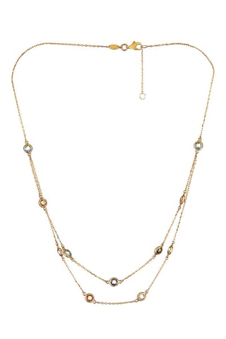 Ketting Colormix- Geelgoud, Citrien, Amethist, Topaas en kwarts