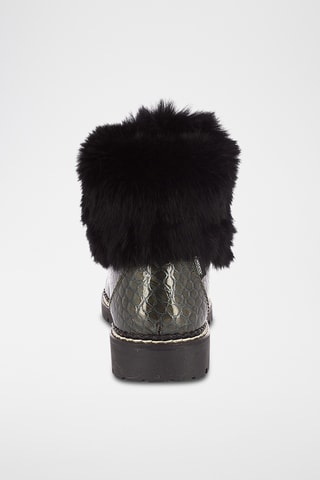 Lakleren Enkellaarzen Valberg - Kakigroen Krokodillook