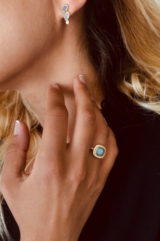 Oorbellen - Zilver Doublé Geelgoud, Topazen en Chalcedonen