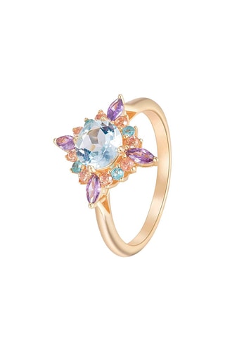 Ring - Zilver, Topazen en Amethisten