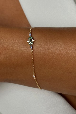 Armband - Zilver Doublé Geelgoud, zirkonia's, smaragden en spinellen