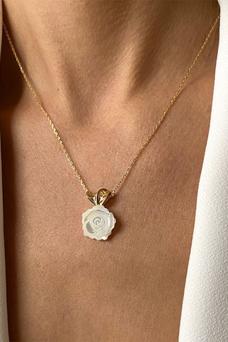 Ketting - Zilver Doublé Geelgoud en Parelmoer