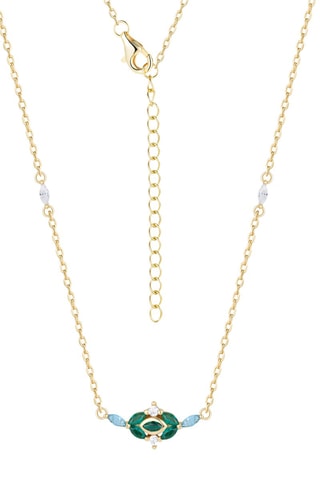 Ketting - Zilver Doublé Geelgoud, zirkonia's, spinelles en smaragd