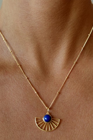 Ketting - Zilver Doublé Geelgoud en Lapis-lazuli