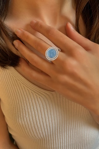 Ring Zilver en Aquamarijn