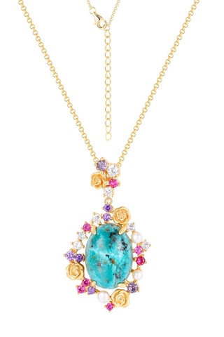 Ketting - Zilver, Cultivéparel en Turkoois