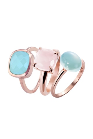 Set van 3 Ringen Zilver en Doublé Roségoud