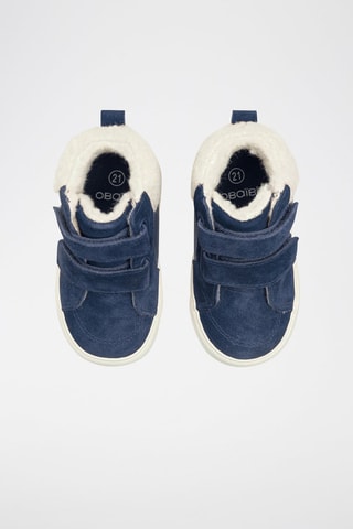 Zapatillas altas de piel de serraje forradas - Azul marino - Obaïbi