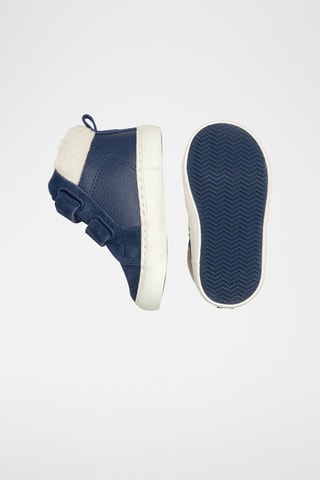 Zapatillas altas de piel de serraje forradas - Azul marino - Obaïbi