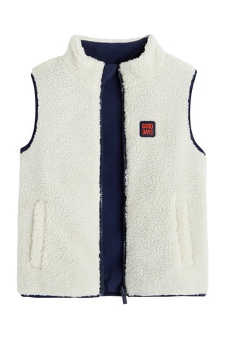 Chaleco reversible - Blanco y azul marino - Okaïdi