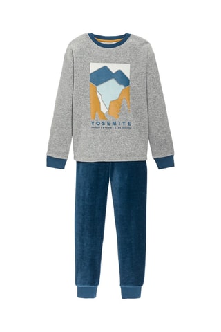 Pijama de terciopelo - Gris jaspeado - Okaïdi